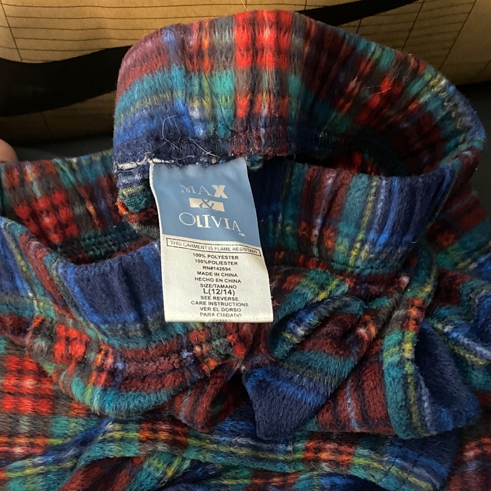 Max & Olivia Multicolor Plaid Fleece PJ set  - Blue & Red green